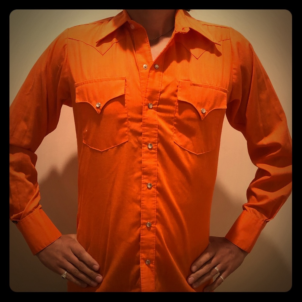 Vintage Rockmount 14 1/2 Orange Western Shirt
